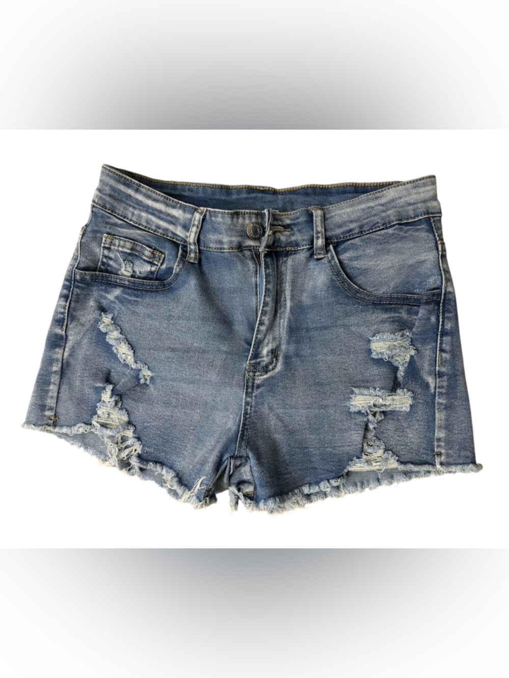 SHEIN Light Blue Distressed Denim Shorts